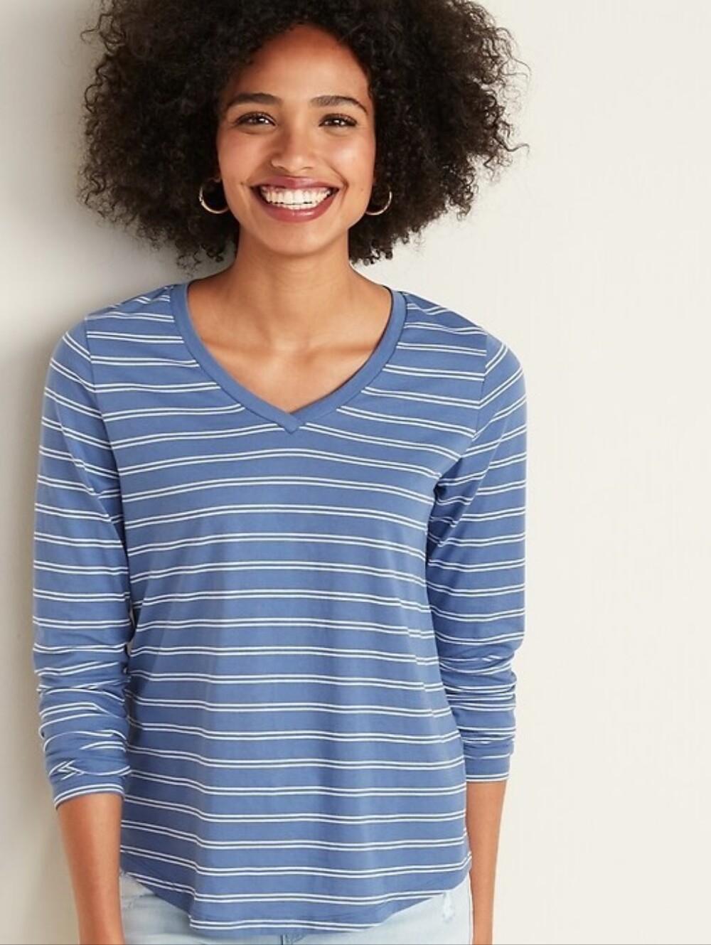 Old Navy Blue Striped EveryWear Long Sleeve Top 1X